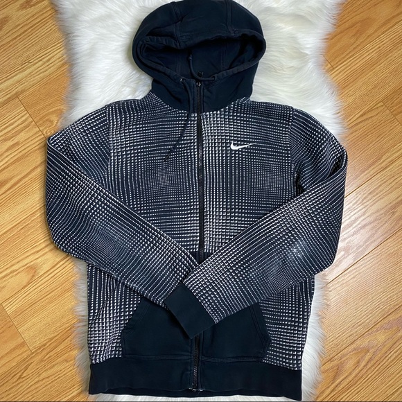 Nike Other - Nike Full Zip Hoodie Black White Print Size Small
